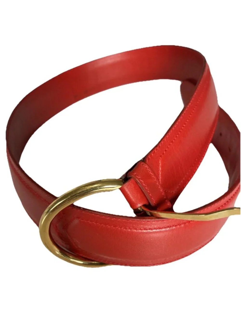 Vintage GUCCI Red Leather Horsebit “Bombe” belt Size 80/32 SN#037-394